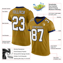 Load image into Gallery viewer, Custom Old Gold White-Navy Mesh Authentic Football Jersey