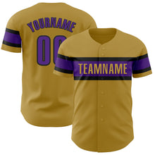 Load image into Gallery viewer, Custom Old Gold Purple-Black Authentic Baseball Jersey