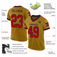 Load image into Gallery viewer, Custom Old Gold Red-Navy Mesh Authentic Throwback Football Jersey