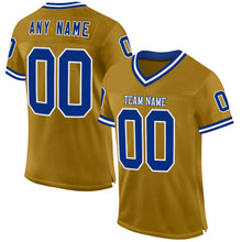 Load image into Gallery viewer, Custom Old Gold Royal-White Mesh Authentic Throwback Football Jersey