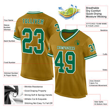 Load image into Gallery viewer, Custom Old Gold Kelly Green-White Mesh Authentic Throwback Football Jersey