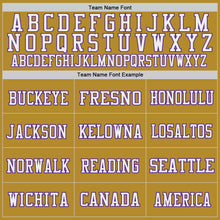 Load image into Gallery viewer, Custom Old Gold Purple-White Mesh Authentic Throwback Football Jersey