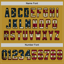 Load image into Gallery viewer, Custom Old Gold Vintage USA Flag-Black Mesh Authentic Throwback Football Jersey