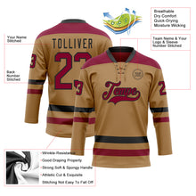 Load image into Gallery viewer, Custom Old Gold Maroon-Black Hockey Lace Neck Jersey