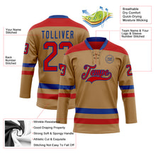 Load image into Gallery viewer, Custom Old Gold Red-Royal Hockey Lace Neck Jersey
