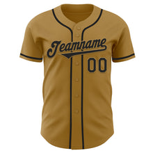 Load image into Gallery viewer, Custom Old Gold Black Authentic Baseball Jersey