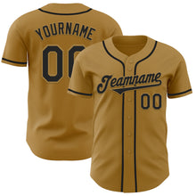 Load image into Gallery viewer, Custom Old Gold Black Authentic Baseball Jersey