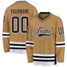 Load image into Gallery viewer, Custom Old Gold Black-White Hockey Jersey