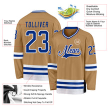 Load image into Gallery viewer, Custom Old Gold Royal-White Hockey Jersey