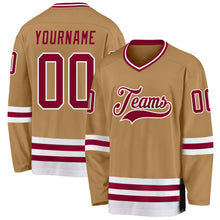 Load image into Gallery viewer, Custom Old Gold Maroon-White Hockey Jersey