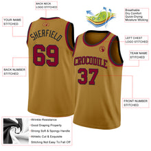Load image into Gallery viewer, Custom Old Gold Maroon-Black Authentic Basketball Jersey