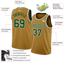 Load image into Gallery viewer, Custom Old Gold Green-White Authentic Basketball Jersey