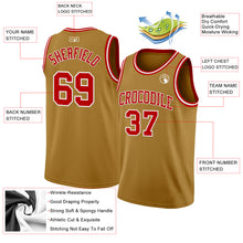 Load image into Gallery viewer, Custom Old Gold Red-White Authentic Basketball Jersey