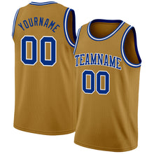Load image into Gallery viewer, Custom Old Gold Royal-White Authentic Basketball Jersey