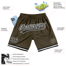 Load image into Gallery viewer, Custom Olive Black-White Authentic Throwback Salute To Service Basketball Shorts