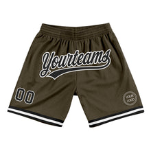 Load image into Gallery viewer, Custom Olive Black-White Authentic Throwback Salute To Service Basketball Shorts