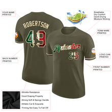 Load image into Gallery viewer, Custom Olive Vintage Mexican Flag-City Cream Performance Salute To Service T-Shirt