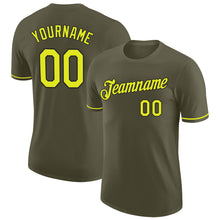Load image into Gallery viewer, Custom Olive Neon Yellow-Black Performance Salute To Service T-Shirt
