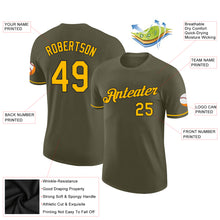 Load image into Gallery viewer, Custom Olive Gold-Black Performance Salute To Service T-Shirt