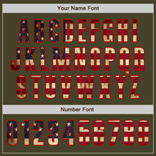 Load image into Gallery viewer, Custom Olive Vintage USA Flag Red-Cream Authentic Salute To Service Baseball Jersey