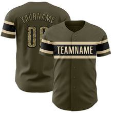 Load image into Gallery viewer, Custom Olive Camo Black-Cream Authentic Salute To Service Baseball Jersey