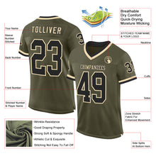 Load image into Gallery viewer, Custom Olive Black-Cream Mesh Authentic Throwback Salute To Service Football Jersey