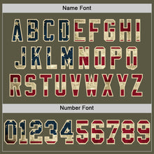 Load image into Gallery viewer, Custom Olive Vintage USA Flag Cream-Black Mesh Authentic Throwback Salute To Service Football Jersey