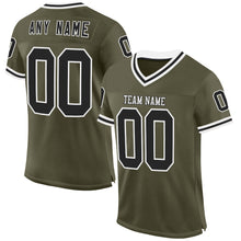 Load image into Gallery viewer, Custom Olive Black-White Mesh Authentic Throwback Salute To Service Football Jersey