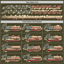 Load image into Gallery viewer, Custom Olive Vintage USA Flag Cream-Black Salute To Service Hockey Lace Neck Jersey