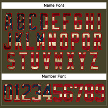 Load image into Gallery viewer, Custom Olive Vintage USA Flag Red-Cream Salute To Service Hockey Lace Neck Jersey