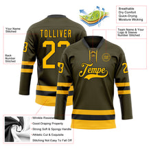 Load image into Gallery viewer, Custom Olive Gold-Black Salute To Service Hockey Lace Neck Jersey