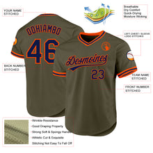 Load image into Gallery viewer, Custom Olive Navy-Orange Authentic Throwback Salute To Service Baseball Jersey