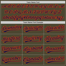 Load image into Gallery viewer, Custom Olive Navy-Orange Authentic Throwback Salute To Service Baseball Jersey