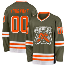 Load image into Gallery viewer, Custom Olive Orange-White Salute To Service Hockey Jersey