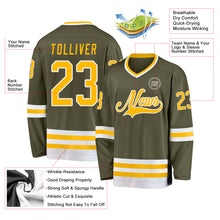 Load image into Gallery viewer, Custom Olive Gold-White Salute To Service Hockey Jersey
