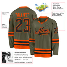 Load image into Gallery viewer, Custom Olive Black-Orange Salute To Service Hockey Jersey