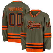 Load image into Gallery viewer, Custom Olive Black-Orange Salute To Service Hockey Jersey