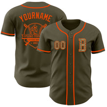 Load image into Gallery viewer, Custom Olive Camo-Orange Authentic Salute To Service Baseball Jersey