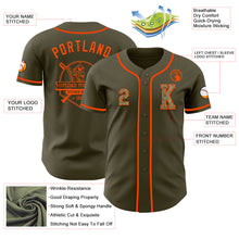 Load image into Gallery viewer, Custom Olive Camo-Orange Authentic Salute To Service Baseball Jersey
