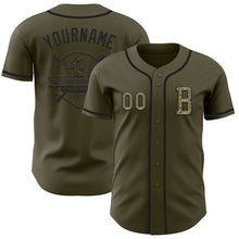 Load image into Gallery viewer, Custom Olive Camo-Black Authentic Salute To Service Baseball Jersey