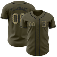 Load image into Gallery viewer, Custom Olive Camo-Black Authentic Salute To Service Baseball Jersey