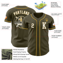 Load image into Gallery viewer, Custom Olive White-Old Gold Authentic Salute To Service Baseball Jersey