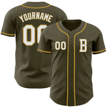 Load image into Gallery viewer, Custom Olive White-Old Gold Authentic Salute To Service Baseball Jersey