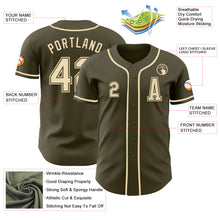 Load image into Gallery viewer, Custom Olive Cream Authentic Salute To Service Baseball Jersey