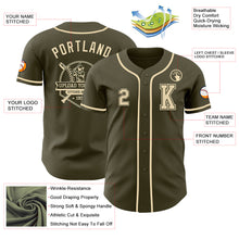 Load image into Gallery viewer, Custom Olive Cream Authentic Salute To Service Baseball Jersey
