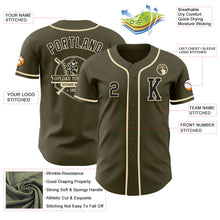 Load image into Gallery viewer, Custom Olive Black-Cream Authentic Salute To Service Baseball Jersey