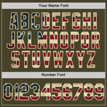 Load image into Gallery viewer, Custom Olive Vintage USA Flag Cream-Black Authentic Throwback Salute To Service Basketball Jersey