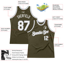 Load image into Gallery viewer, Custom Olive White-Gray Authentic Throwback Salute To Service Basketball Jersey