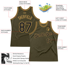 Load image into Gallery viewer, Custom Olive Black-Old Gold Authentic Throwback Salute To Service Basketball Jersey