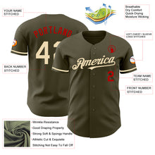 Load image into Gallery viewer, Custom Olive Cream-Red Authentic Salute To Service Baseball Jersey